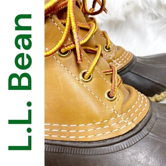 L.L. BEAN BROWN LEATHER DUCK RAIN BOOTS GORE-TEX THINSULATE OUTDOOR, SIZE 7 - Picture 8 of 15